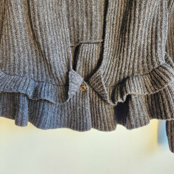 GANNI Charcoal Wool Ruffle Trim Open-Back Top - XS / EUC - Picture 7 of 12